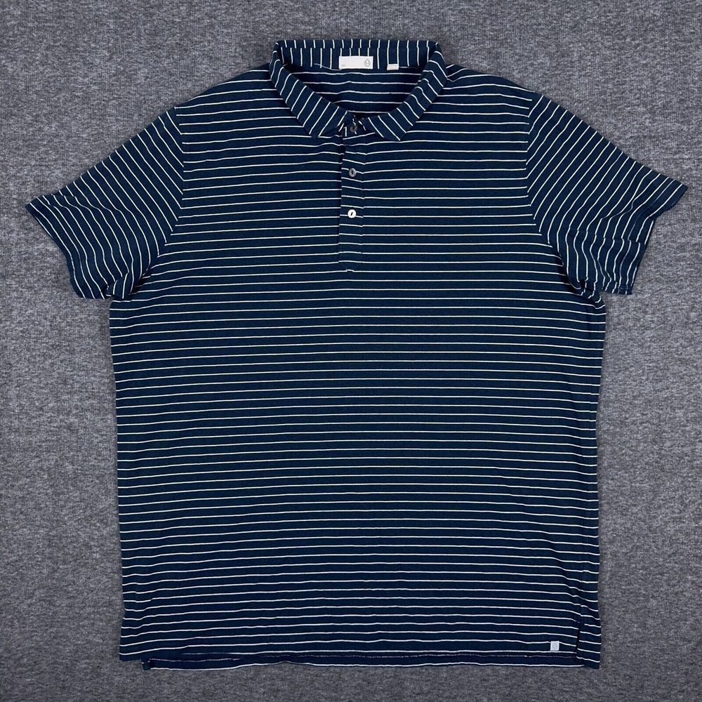 Tasc‎ Polo Shirt Mens 3XL Blue Stripe Organic Bamboo Blend Everywear Tidal